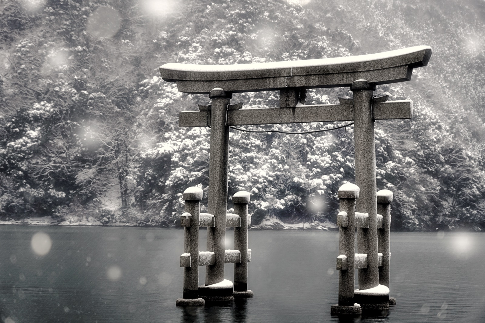 兵庫冬日嚴島神社 雪靄籠罩的神聖領域（兵庫県）