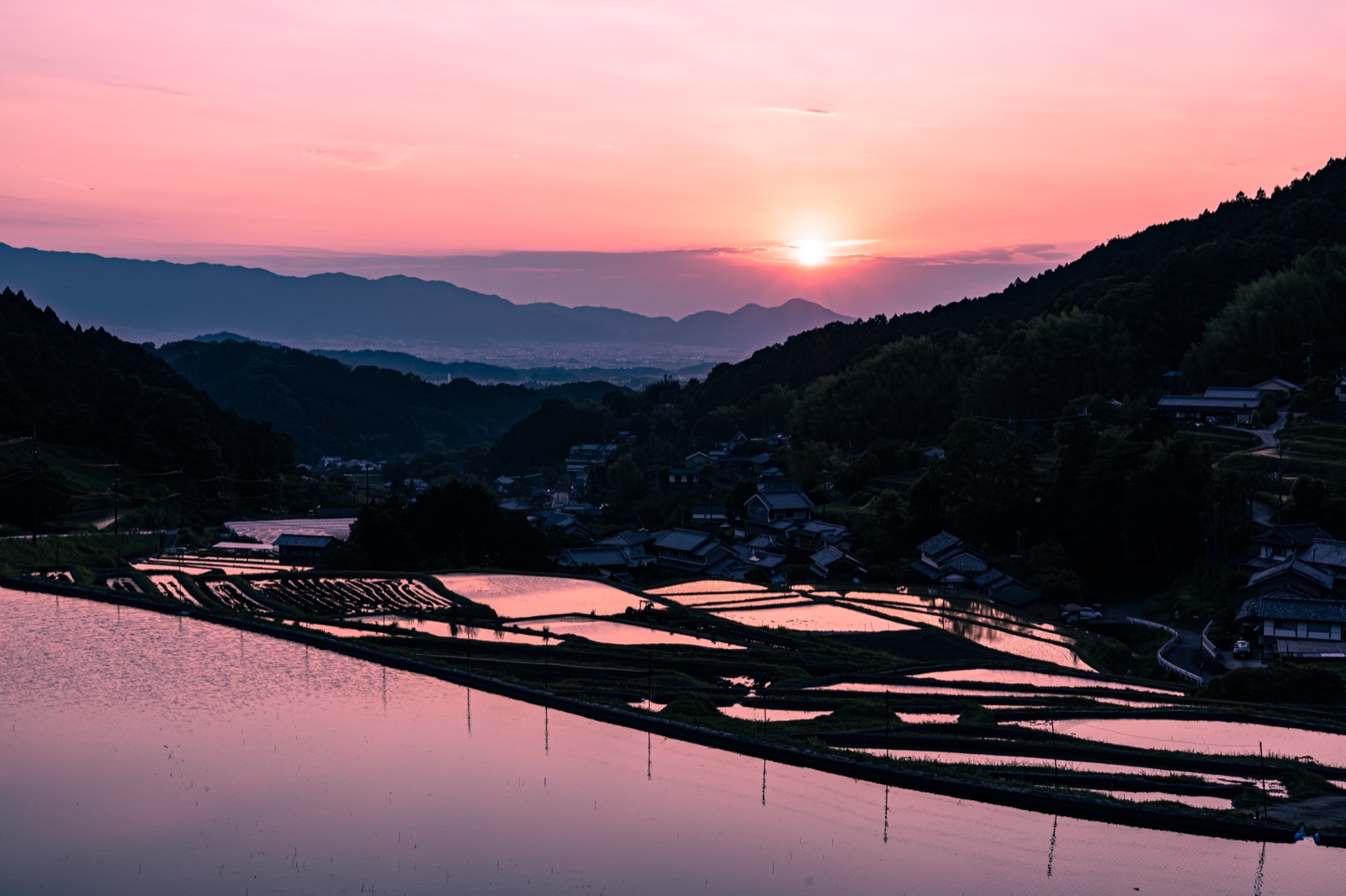 奈良明日香村的棚田，層層疊疊向遠方（奈良県）