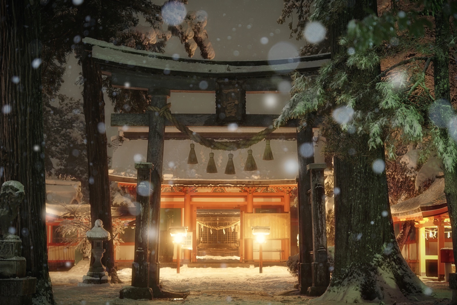 雪夜出石神社——年末靜寂的幻想之光（兵庫県）