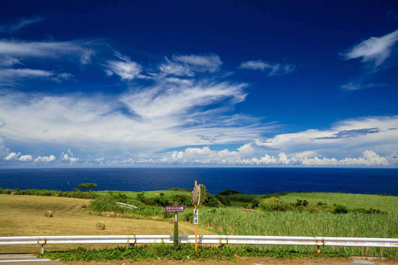 穿過甘蔗田 久米島立茶梅公園的蔚藍海景（沖縄県）