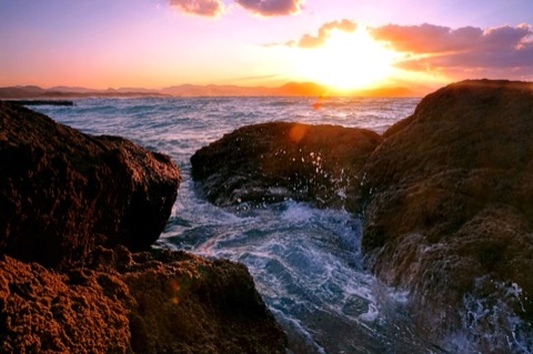秋日將盡時 京都濱詰海岸的夕照（京都府）