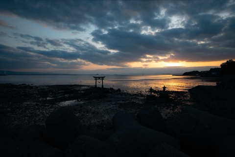 熊本 永尾劔神社 海風中屹立的鳥居