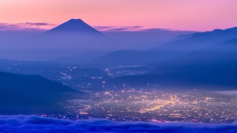 高ボッチ山的清晨——富士山與雲海的對話（長野縣）