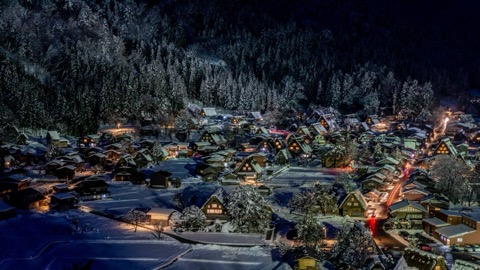 岐阜 白川鄉 雪夜燈火的聚落（岐阜縣）