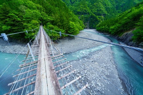 靜岡寸又峽猿並橋的山水風景（靜岡縣）