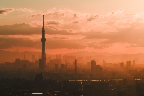 夕暮れ時の東京