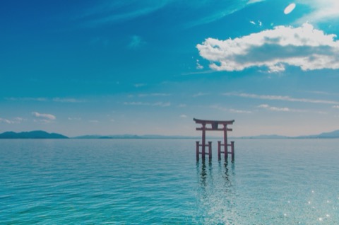 琵琶湖上的鳥居 滋賀白髭神社（滋賀縣）