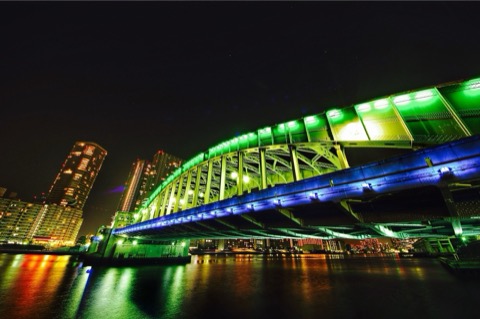 東京 勝鬨橋 隅田川上的色彩點燈（東京都）