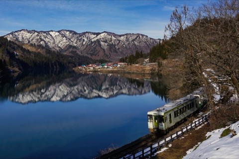 冬日大志集落與只見線靜謐風景（福島縣）