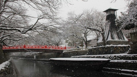 国名勝おくのほそみちの風景地　大垣船町川湊（冬）