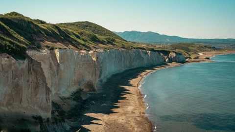 北海道乙部町 白壁斷崖的沉默對峙（海岸）