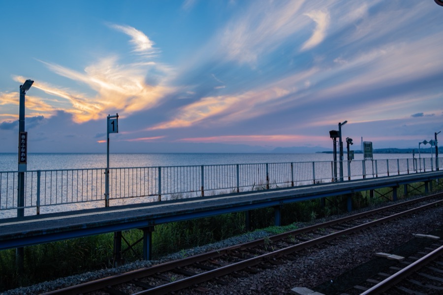 伊達市北舟岡駅から見た夕焼け（北海道）